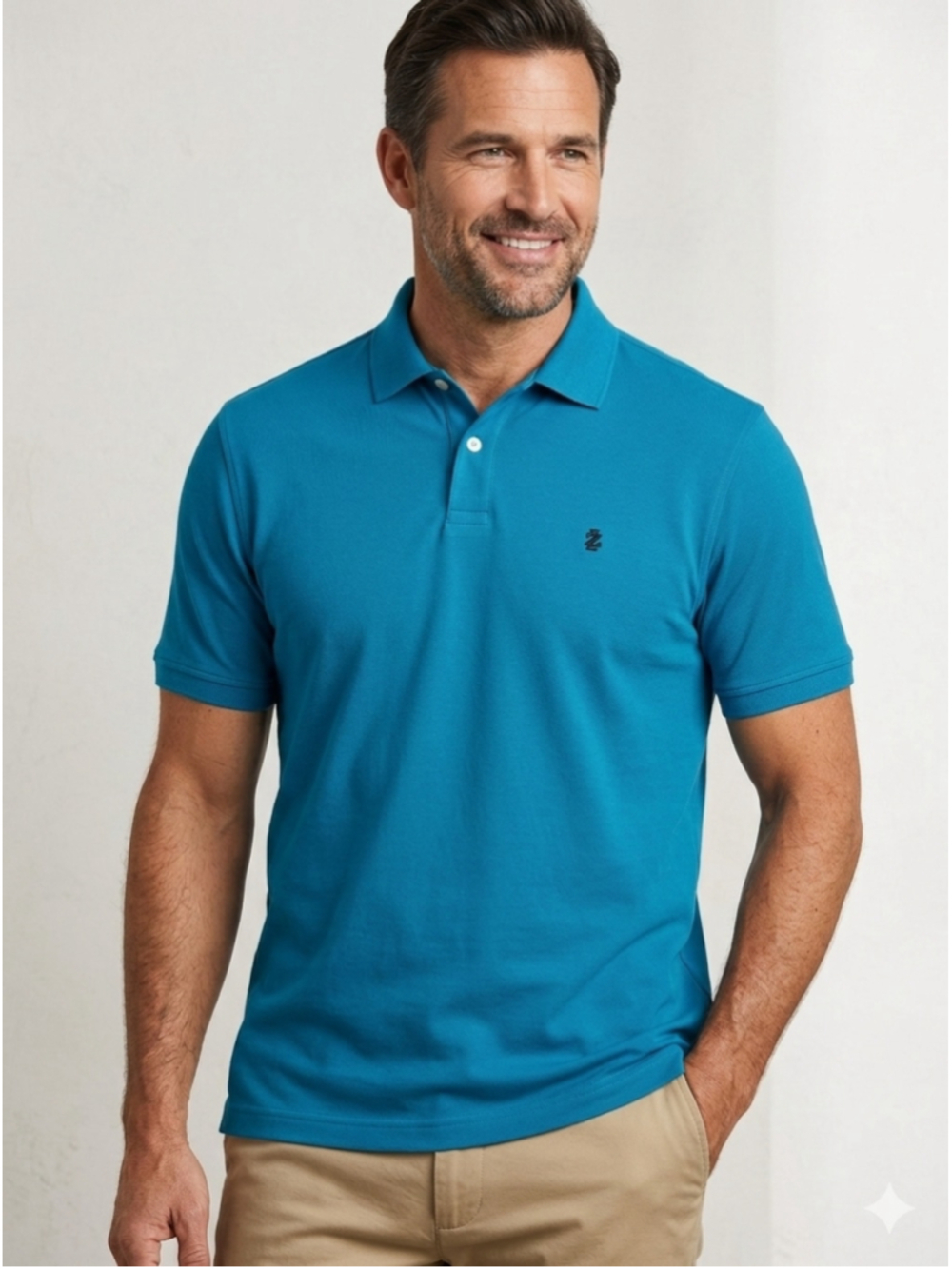 IZOD Advantage Performance Polo Shirt Blue Men's Large Golf Casual Stretch 2041